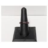 .925 Marcasite and Burgundy Enamel Ring Sz 8