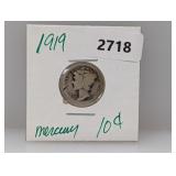 1919 90% Silv Mercury Dime