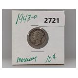 1943-D 90% Silv Mercury Dime