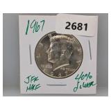 1967 40% Silv JFK Half $1 Dollar