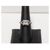 .925 Sterling Stamped CZ Ring Braided Detail Sz 7