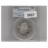 PCGS 1959-D MS64FBL 90% Silv Franklin Half $1