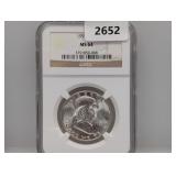 NGC 1955 MS64 90% Silv Franklin Half $1