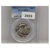 PCGS 1958-D MS64 90% Silv Franklin Half $1