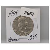 1954 90% Silv Franklin Half $1 Dollar