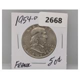 1954-D 90% Silv Franklin Half $1 Dollar
