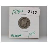 1918-S 90% Silv Mercury Dime