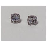 .925 Sterling Halo CZ Stud Earrings