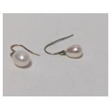 .925 Sterling Pearl Dangle Earrings