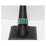 .925 Sterling Turquoise Ring Size 8.5