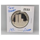 1oz .999 Silv Twin Towers Round