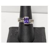 .925 Sterling Blue/Purple Stone Ring Size 8