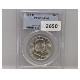 PCGS 1953-D MS64 90% Silv Franklin Half $1