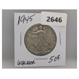 1945-S 90% Silv Walker Half $1 Dollar