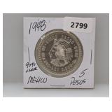 1948 90% Silv Mexico 5 Pesos