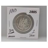 1943 72% Silv Mexico 1 Peso