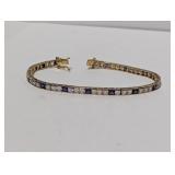 7" Vermeil White & Blue Stone Tennis Bracelet