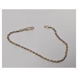 7.5" .925 Sterling/Vermeil Rope Chain Bracelet