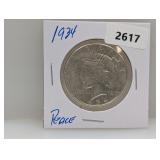 1934 90% Silv Peace $1 Dollar