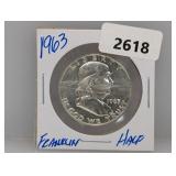 1963 90% Silv Franklin Half $1 Dollar