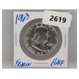 1963 90% Silv Franklin Half $1 Dollar
