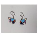 .925 Sterling Multi-Stone Bear Dangle Earrings