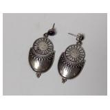 .925 K Sun and Purple Stone Dangle Earrings