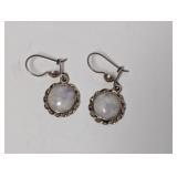 .925 Sterling White/Blue/Gray Stone Dangle Earring