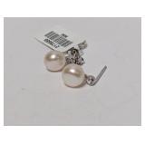Pearl & CZ Dangle Earrings