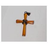 .925 Sterling Orange Cross Pendant