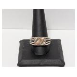 10k/.925 + ION Ring With Leaf Accents Sz 12