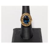 Vermeil Blue Stoned Cocktail Ring Size 7