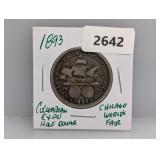 1893 90% Silv Columbian Expo Half $1 Dollar