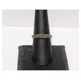 .925 Sterling Marcasite & Green Stone Ring Size 8