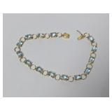 7" Vermeil Aqua Colored Stone Bracelet