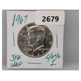 1967 40% Silv JFK Half $1 Dollar