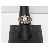 .925 Sterling CZ Ornate Ring Size 8