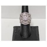 .925 SJD Diamond Accents Cocktail Ring Sz 7