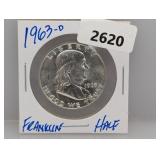 1963-D 90% Silv Franklin Half $1 Dollar