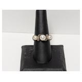 .925 Sterling Diamond Ring With Accent Stones Sz 8