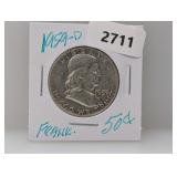 1959-D 90% Silv Franklin Half $1 Dollar 1959-D 90% Silv Franklin Half $1 Dollar