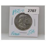 1958-D 90% Silv Franklin Half $1 Dollar 1958-D 90% Silv Franklin Half $1 Dollar