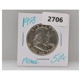 1958 90% Silv Franklin Half $1 Dollar 1958 90% Silv Franklin Half $1 Dollar