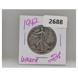 1942 90% Silv Walker Half $1 Dollar 1942 90% Silv Walker Half $1 Dollar