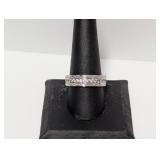 .925 Sterling Clear Stone Wave Band Sz 10 .925 Sterling Clear Stone Wave Band Sz 10