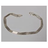 6" .925 Sterl Triple Strand Bead & Bar Bracelet 6" .925 Sterl Triple Strand Bead & Bar Bracelet
