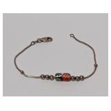 7" .925 Sterl Floral Bead Bracelet 7" .925 Sterl Floral Bead Bracelet
