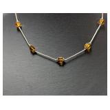 16" .925 Sterl Minimalist Amber Bead Necklace 16" .925 Sterl Minimalist Amber Bead Necklace