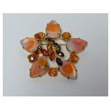 Vtg Amber Toned Floral Brooch Vtg Amber Toned Floral Brooch