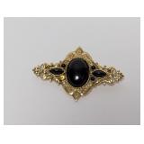 Vtg Ornate Black Stone Brooch Vtg Ornate Black Stone Brooch